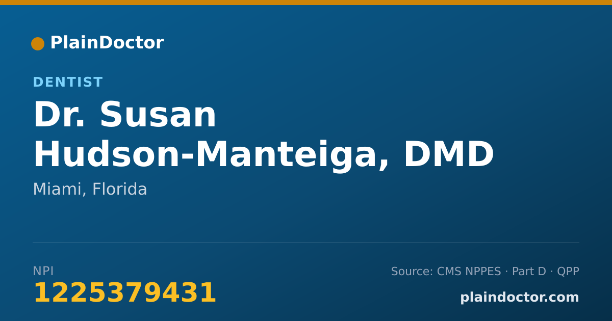 Shareable card for Susan Hudson-Manteiga, DMD - Dentist, Miami, FL