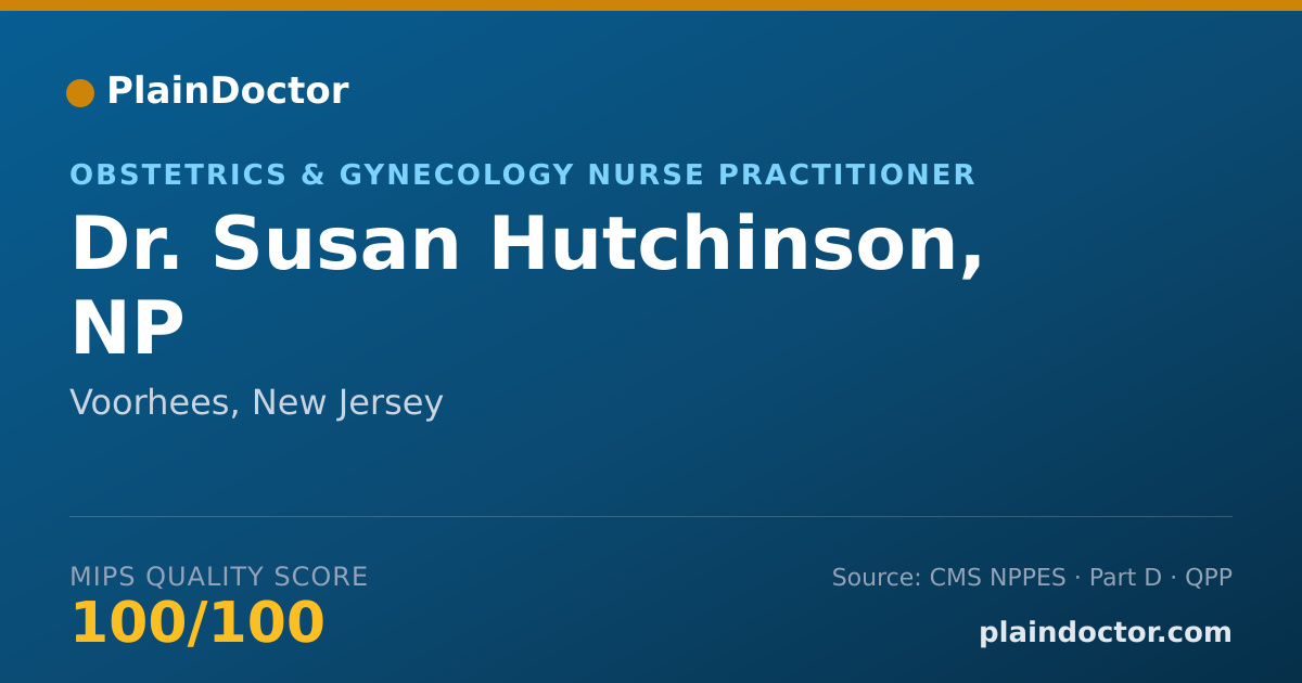 Shareable card for Susan Hutchinson, NP - Obstetrics & Gynecology Nurse Practitioner, Voorhees, NJ
