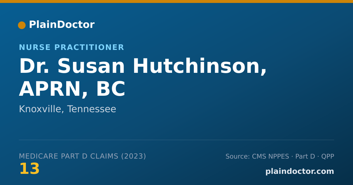 Shareable card for Susan Hutchinson, APRN, BC - Nurse Practitioner, Knoxville, TN