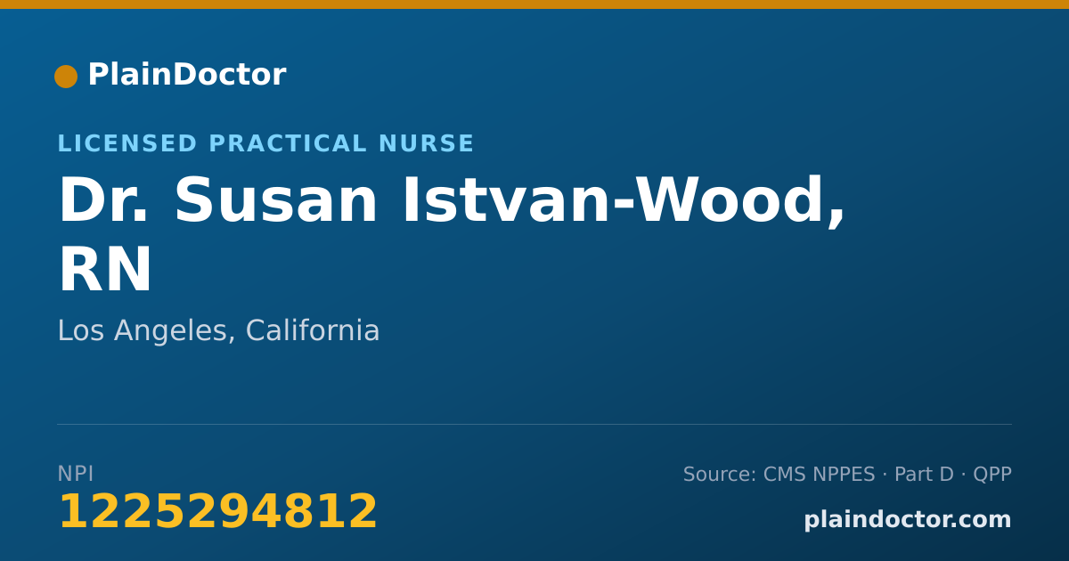 Shareable card for Susan Istvan-Wood, RN - Licensed Practical Nurse, Los Angeles, CA