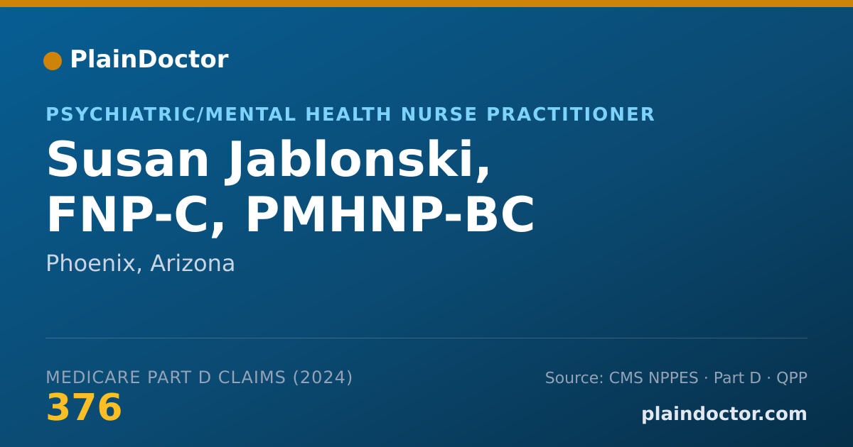 Shareable card for Susan Jablonski, FNP-C, PMHNP-BC - Psychiatric/Mental Health Nurse Practitioner, Phoenix, AZ