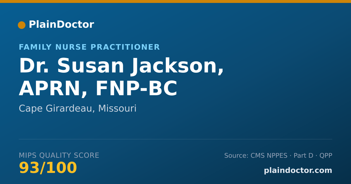 Shareable card for Susan Jackson, APRN, FNP-BC - Family Nurse Practitioner, Cape Girardeau, MO