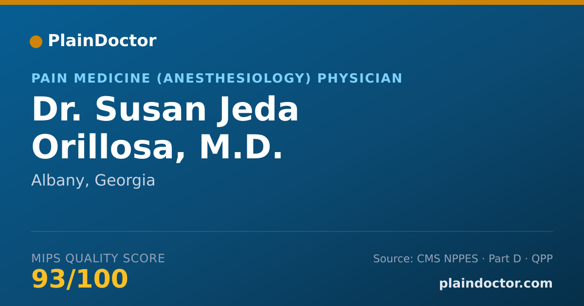 Shareable card for Susan Jeda Orillosa, M.D. - Pain Medicine (Anesthesiology) Physician, Albany, GA
