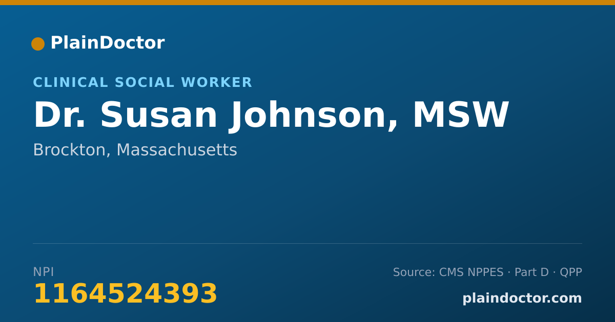 Shareable card for Susan Johnson, MSW - Clinical Social Worker, Brockton, MA