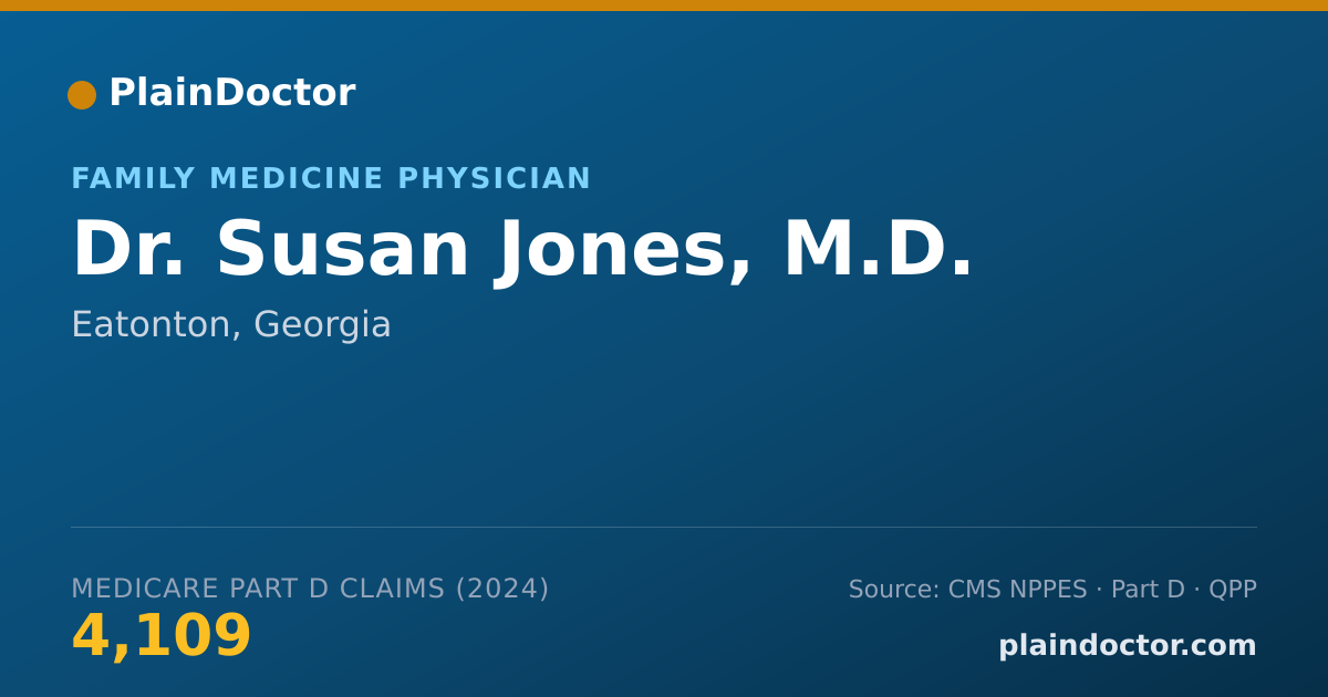 Shareable card for Susan Jones, M.D. - Family Medicine Physician, Eatonton, GA