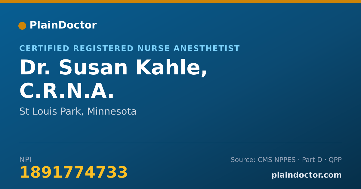 Shareable card for Susan Kahle, C.R.N.A. - Certified Registered Nurse Anesthetist, St Louis Park, MN