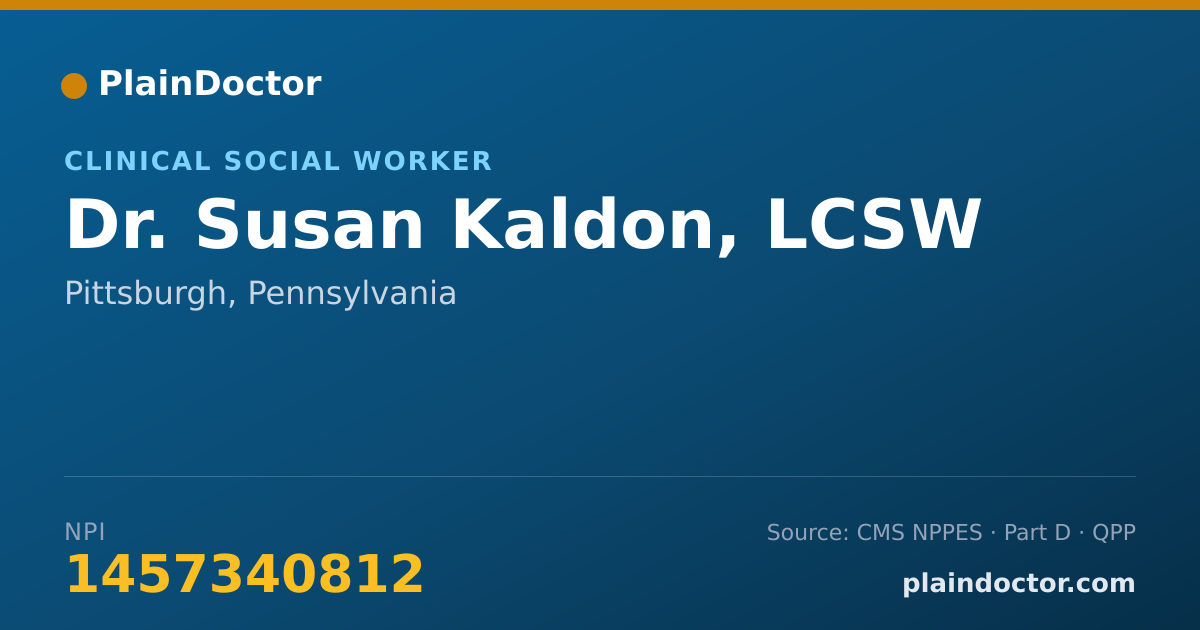 Shareable card for Susan Kaldon, LCSW - Clinical Social Worker, Pittsburgh, PA