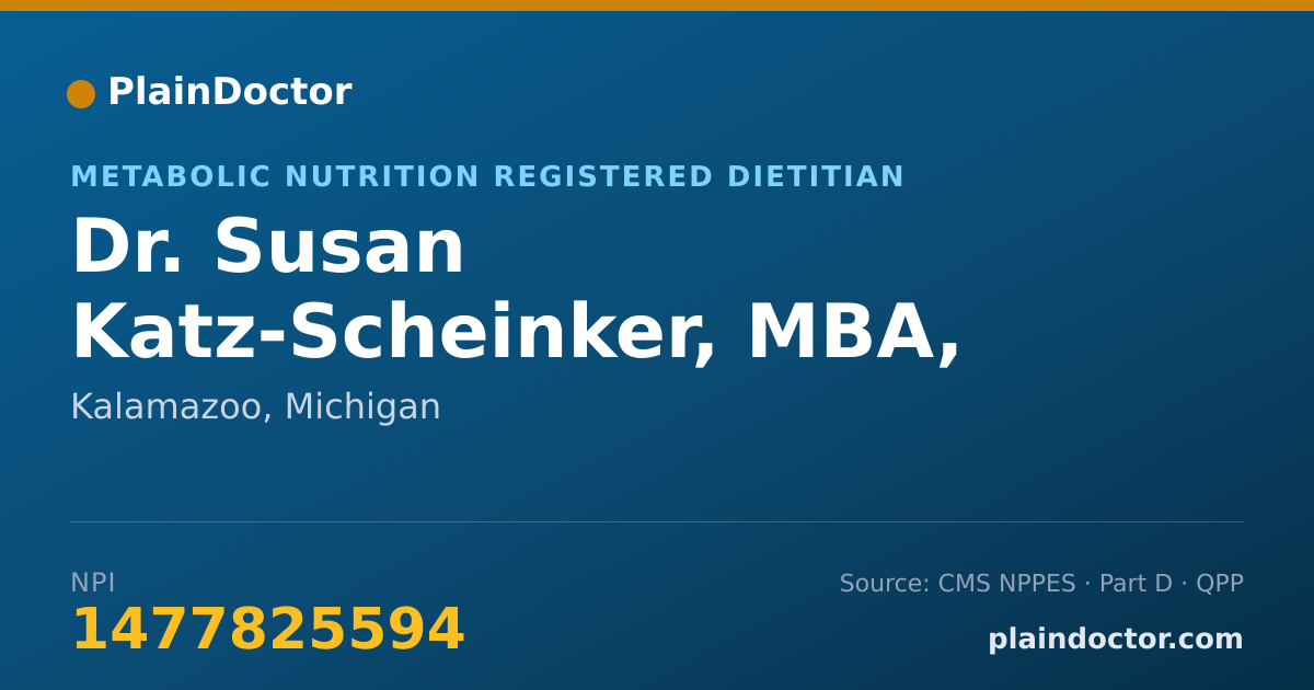 Shareable card for Susan Katz-Scheinker, MBA, RD - Metabolic Nutrition Registered Dietitian, Kalamazoo, MI