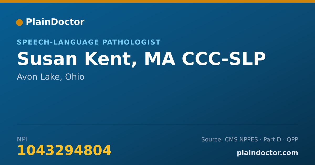 Shareable card for Susan Kent, MA CCC-SLP - Speech-Language Pathologist, Avon Lake, OH