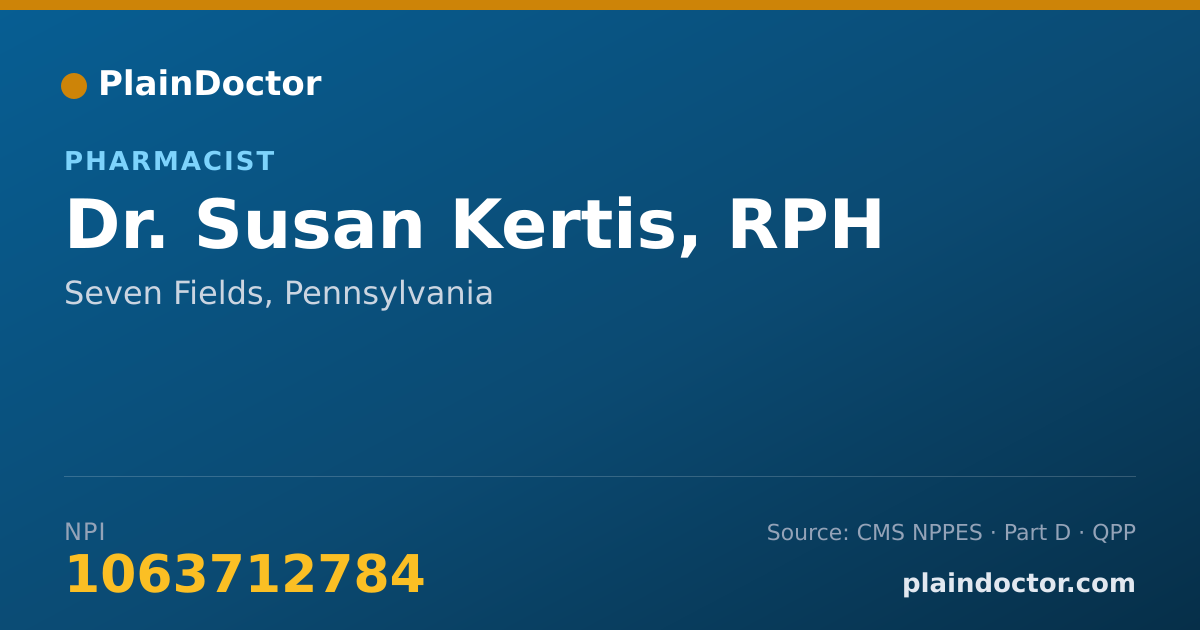 Shareable card for Susan Kertis, RPH - Pharmacist, Seven Fields, PA