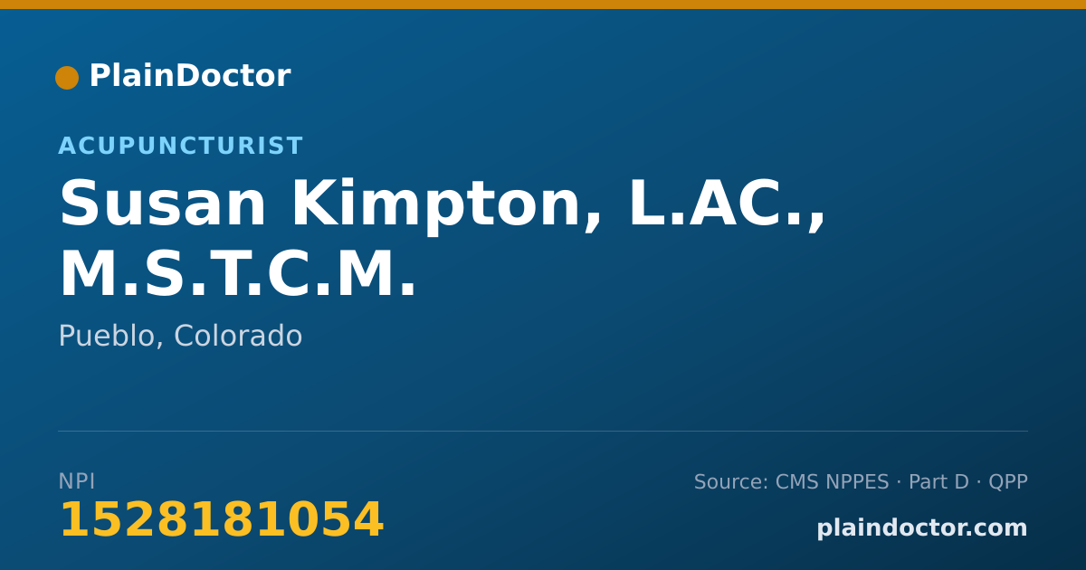 Shareable card for Susan Kimpton, L.AC., M.S.T.C.M. - Acupuncturist, Pueblo, CO