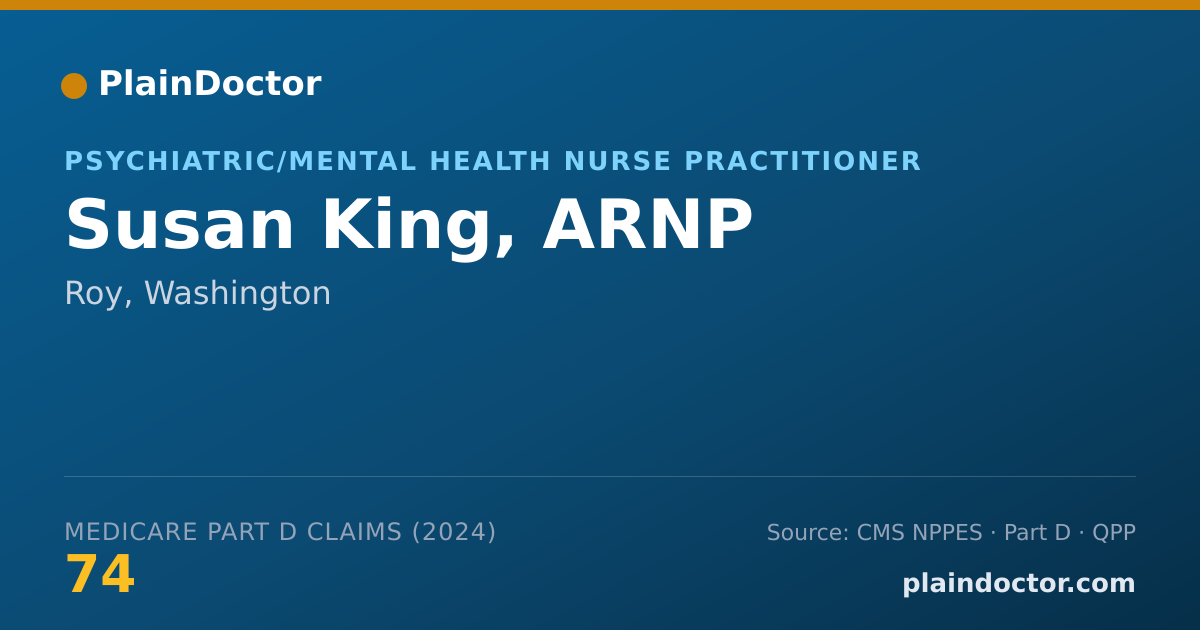 Shareable card for Susan King, ARNP - Psychiatric/Mental Health Nurse Practitioner, Roy, WA