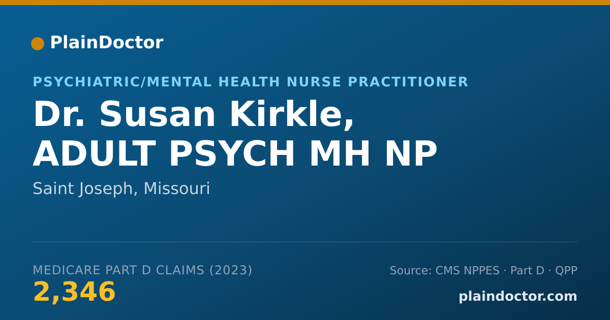 Shareable card for Susan Kirkle, ADULT PSYCH MH NP - Psychiatric/Mental Health Nurse Practitioner, Saint Joseph, MO