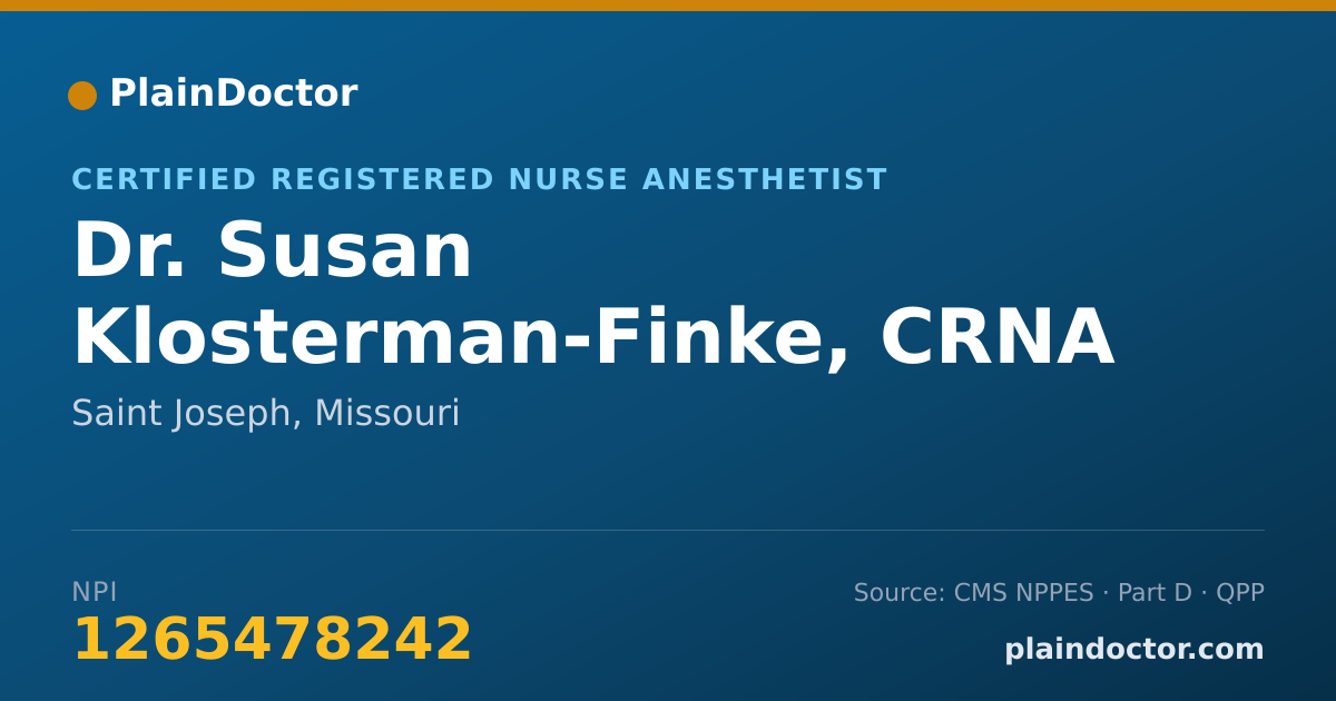 Shareable card for Susan Klosterman-Finke, CRNA - Certified Registered Nurse Anesthetist, Saint Joseph, MO