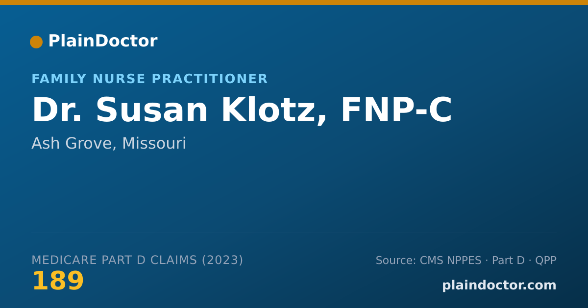 Shareable card for Susan Klotz, FNP-C - Family Nurse Practitioner, Ash Grove, MO