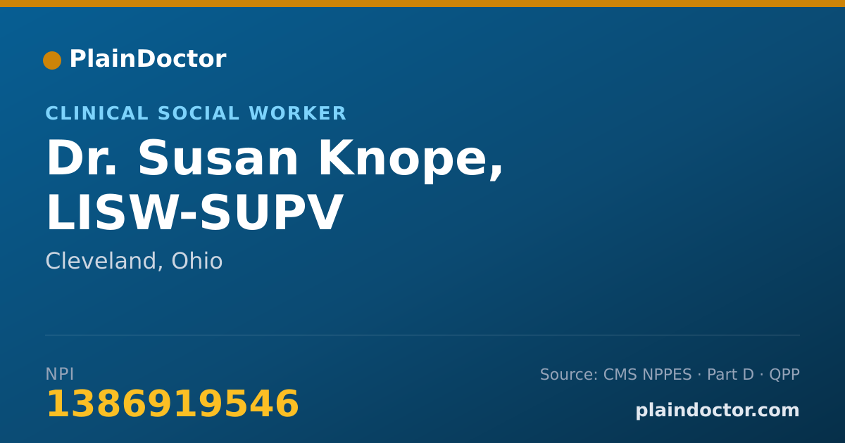 Shareable card for Susan Knope, LISW-SUPV - Clinical Social Worker, Cleveland, OH