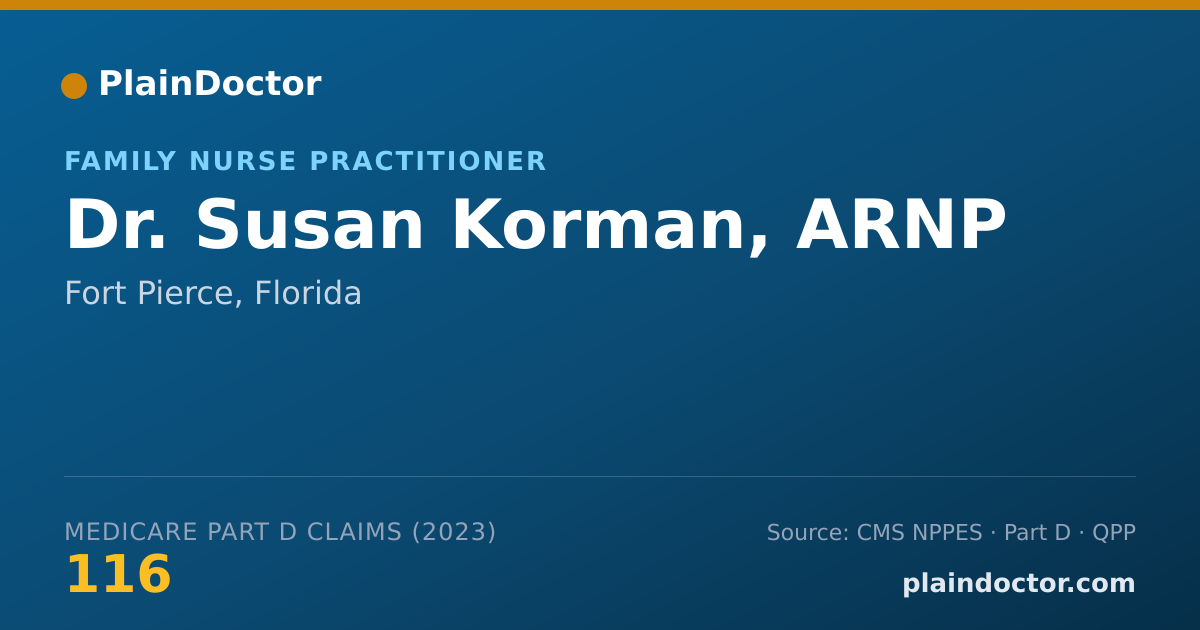 Shareable card for Susan Korman, ARNP - Family Nurse Practitioner, Fort Pierce, FL