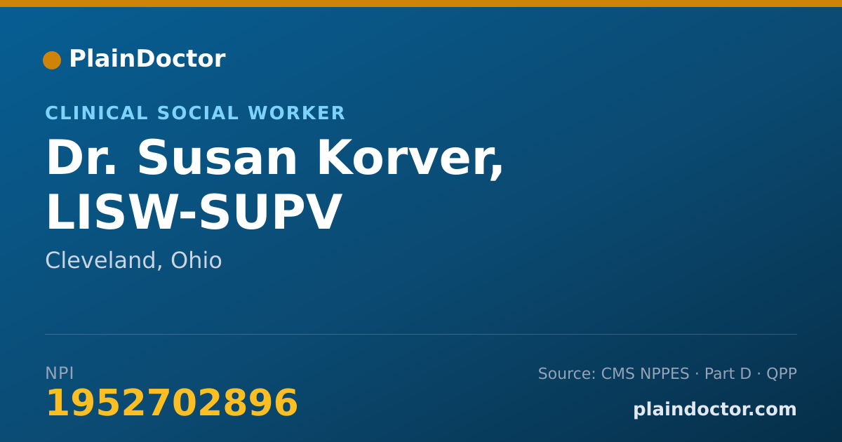 Shareable card for Susan Korver, LISW-SUPV - Clinical Social Worker, Cleveland, OH