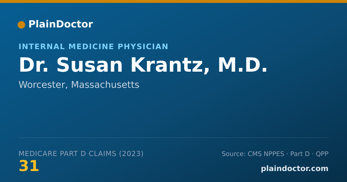 Shareable card for Susan Krantz, M.D. - Internal Medicine Physician, Worcester, MA