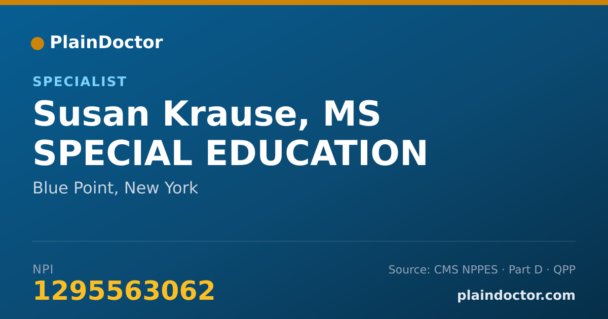 Shareable card for Susan Krause, MS SPECIAL EDUCATION - Specialist, Blue Point, NY