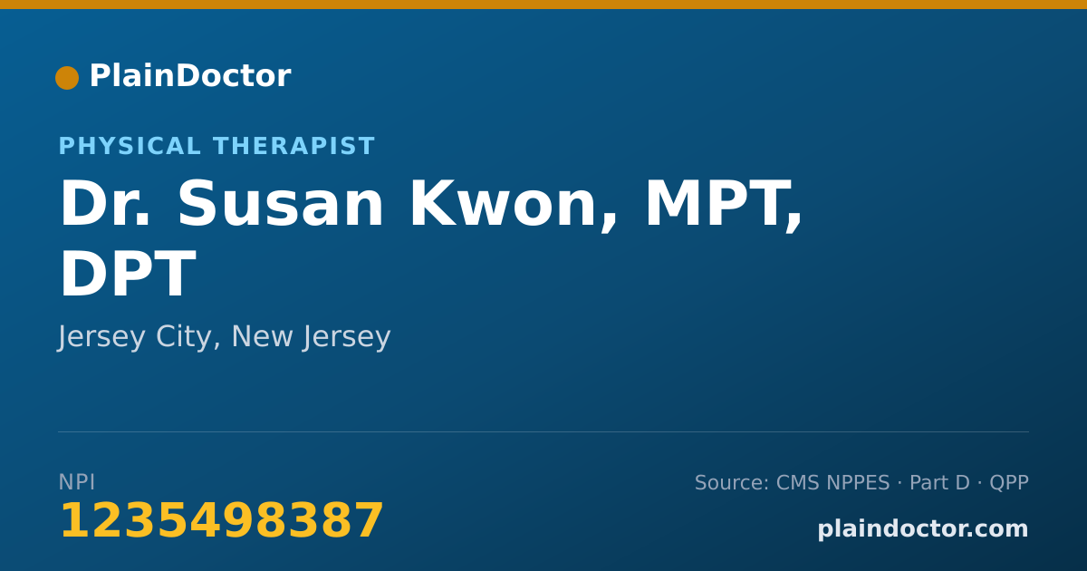 Shareable card for Susan Kwon, MPT, DPT - Physical Therapist, Jersey City, NJ