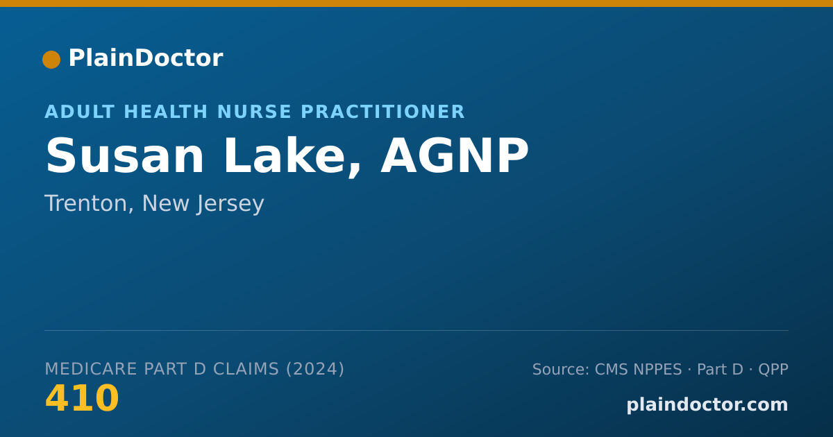 Shareable card for Susan Lake, AGNP - Adult Health Nurse Practitioner, Trenton, NJ