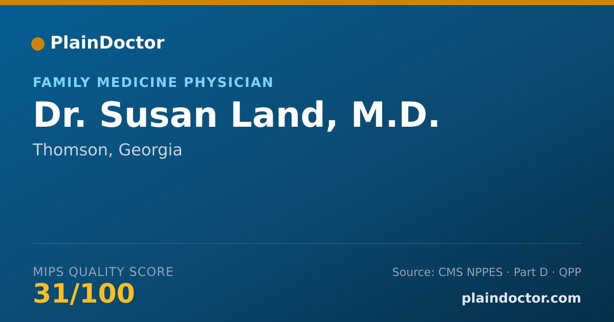 Shareable card for Susan Land, M.D. - Family Medicine Physician, Thomson, GA