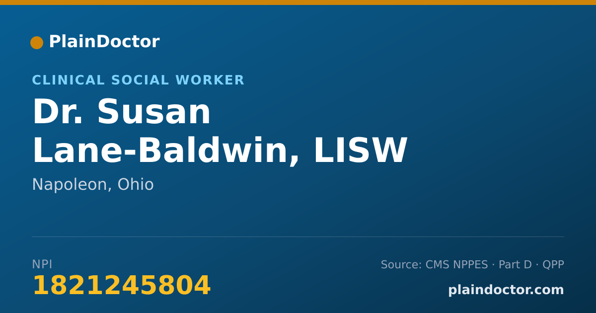 Shareable card for Susan Lane-Baldwin, LISW - Clinical Social Worker, Napoleon, OH