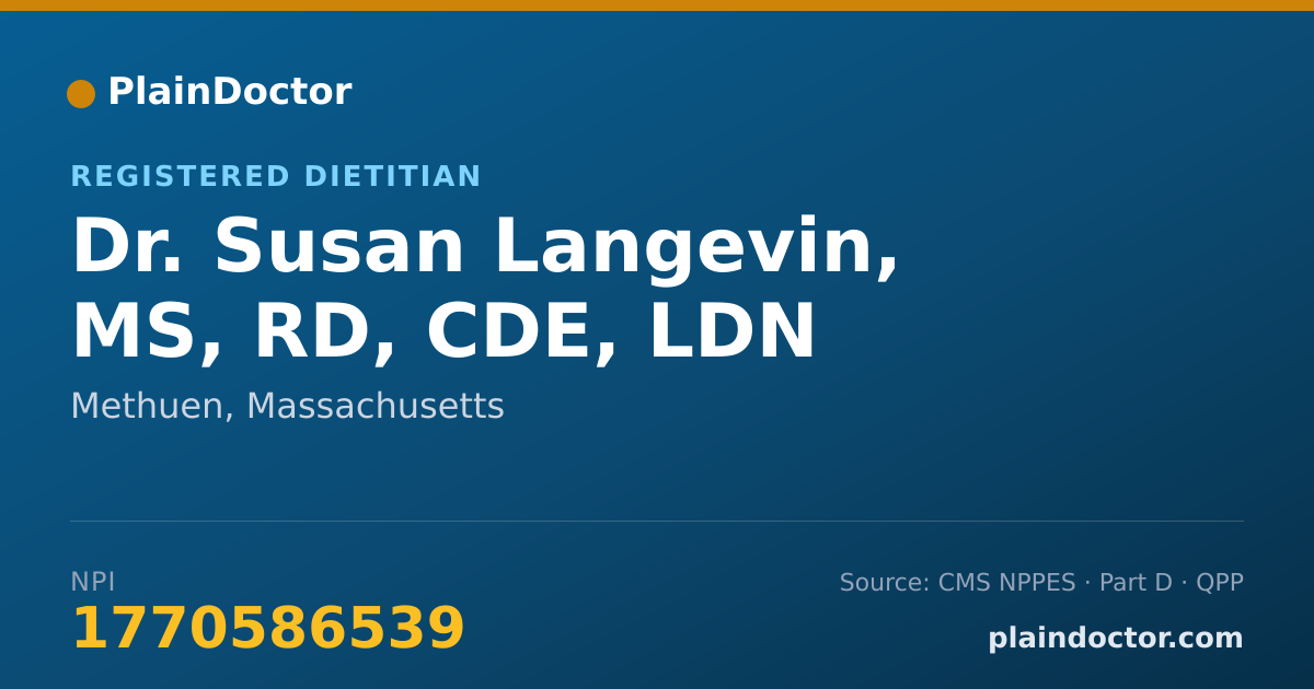 Shareable card for Susan Langevin, MS, RD, CDE, LDN - Registered Dietitian, Methuen, MA