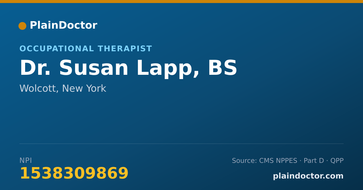 Shareable card for Susan Lapp, BS - Occupational Therapist, Wolcott, NY