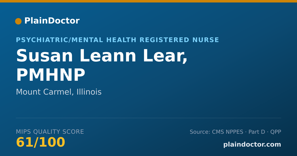 Shareable card for Susan Leann Lear, PMHNP - Psychiatric/Mental Health Registered Nurse, Mount Carmel, IL
