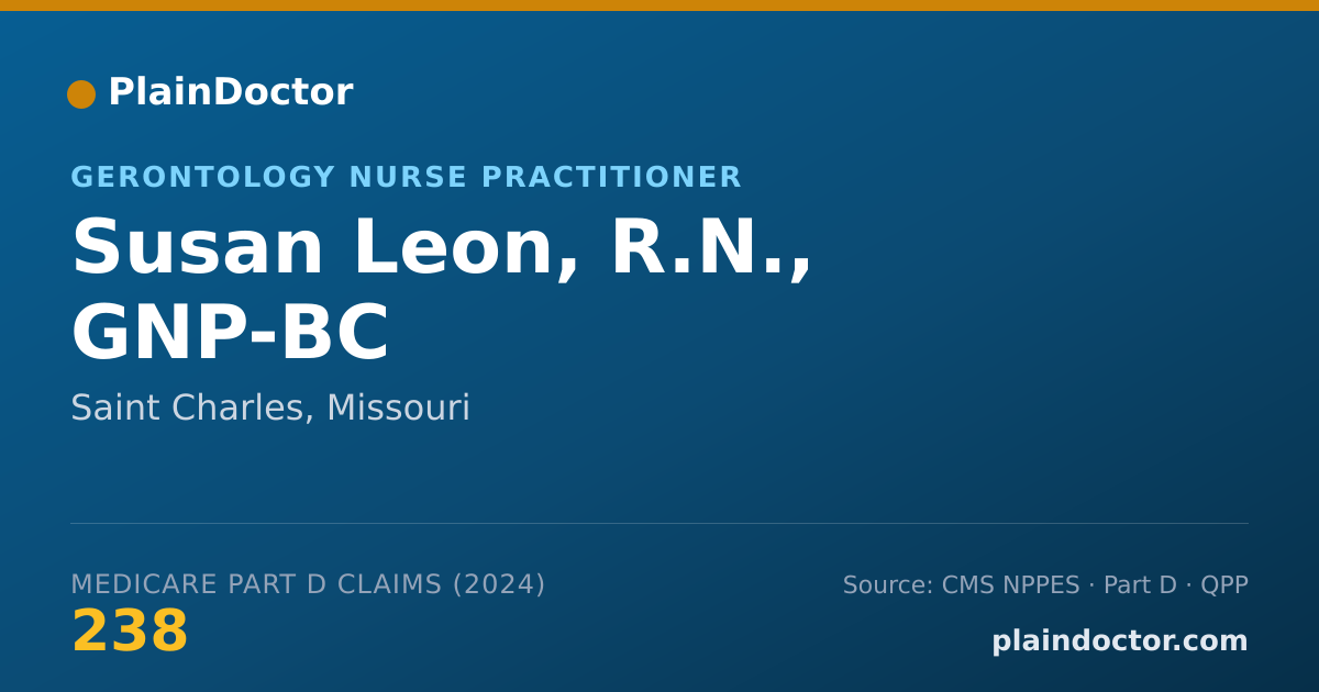 Shareable card for Susan Leon, R.N., GNP-BC - Gerontology Nurse Practitioner, Saint Charles, MO
