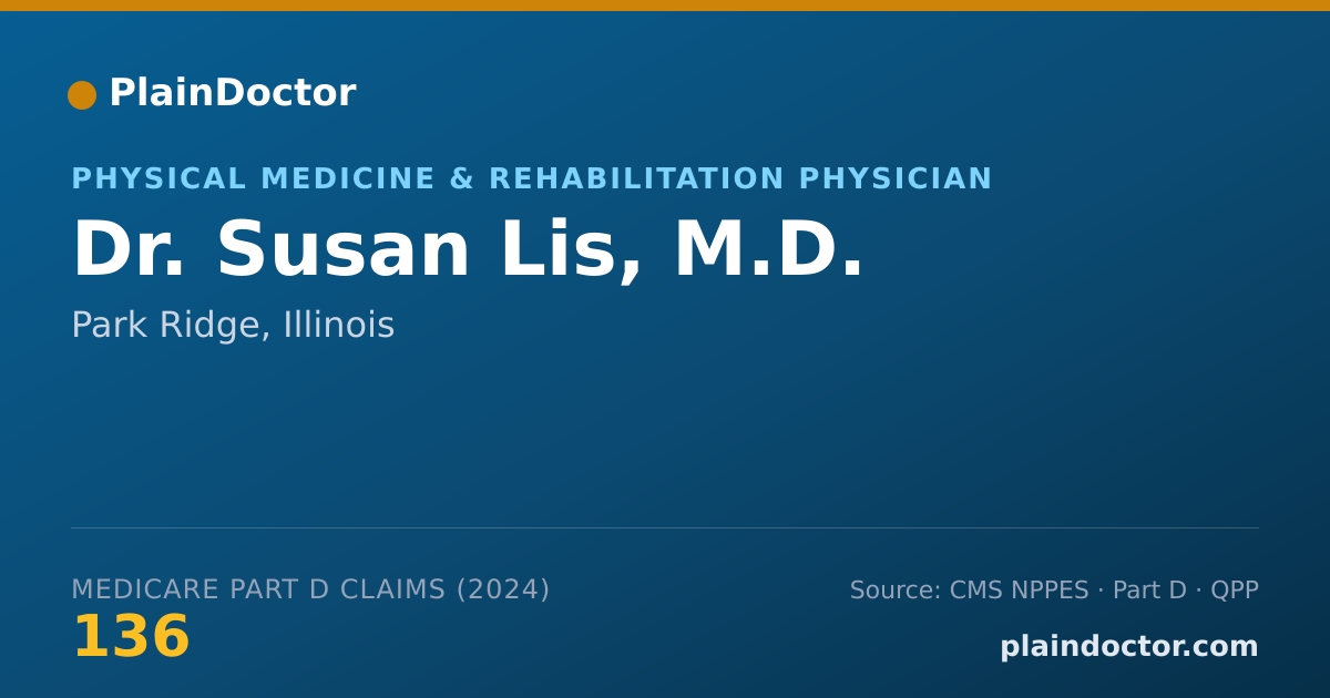 Shareable card for Susan Lis, M.D. - Physical Medicine & Rehabilitation Physician, Park Ridge, IL