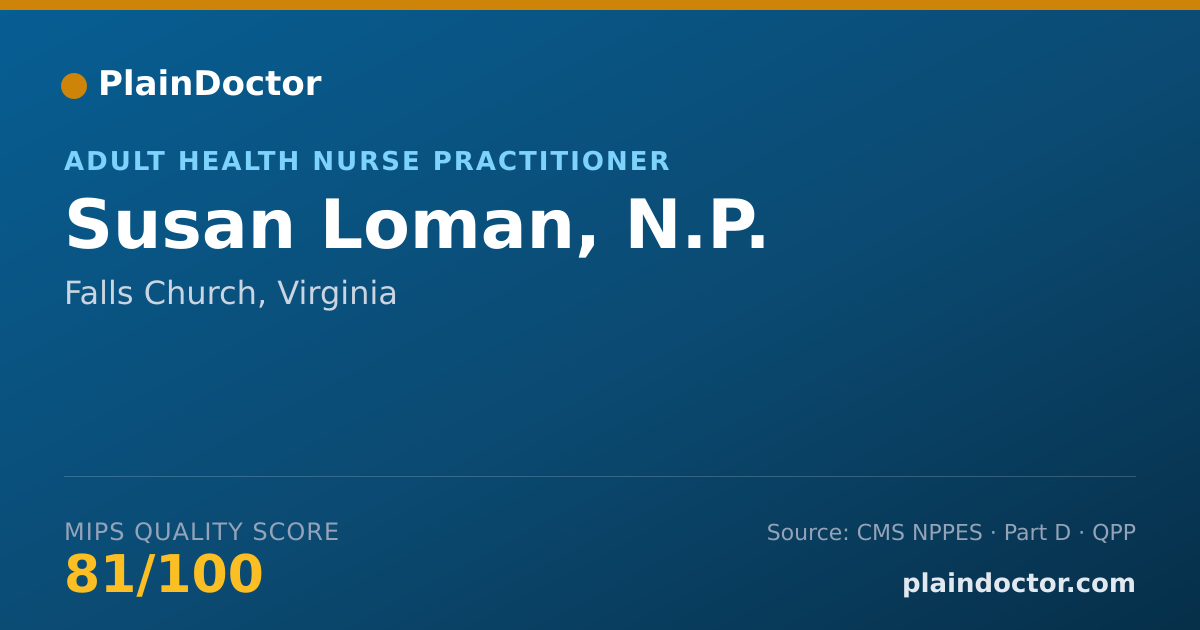 Shareable card for Susan Loman, N.P. - Adult Health Nurse Practitioner, Falls Church, VA