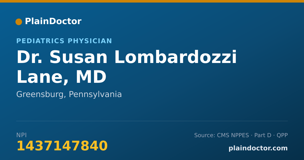 Shareable card for Susan Lombardozzi Lane, MD - Pediatrics Physician, Greensburg, PA