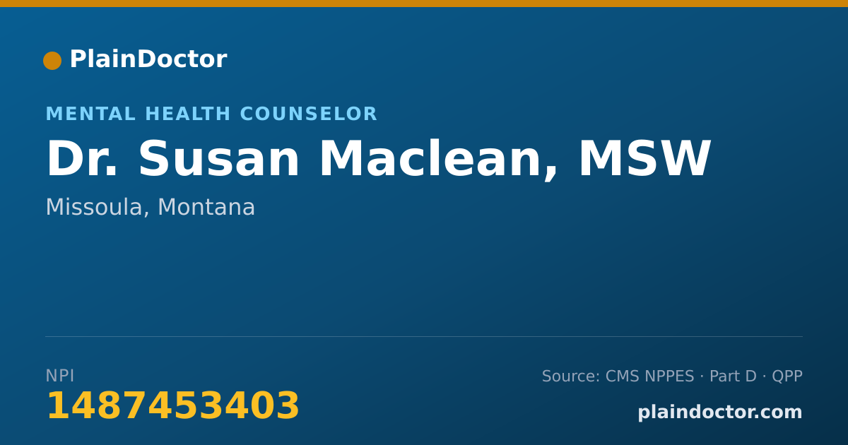Shareable card for Susan Maclean, MSW - Mental Health Counselor, Missoula, MT