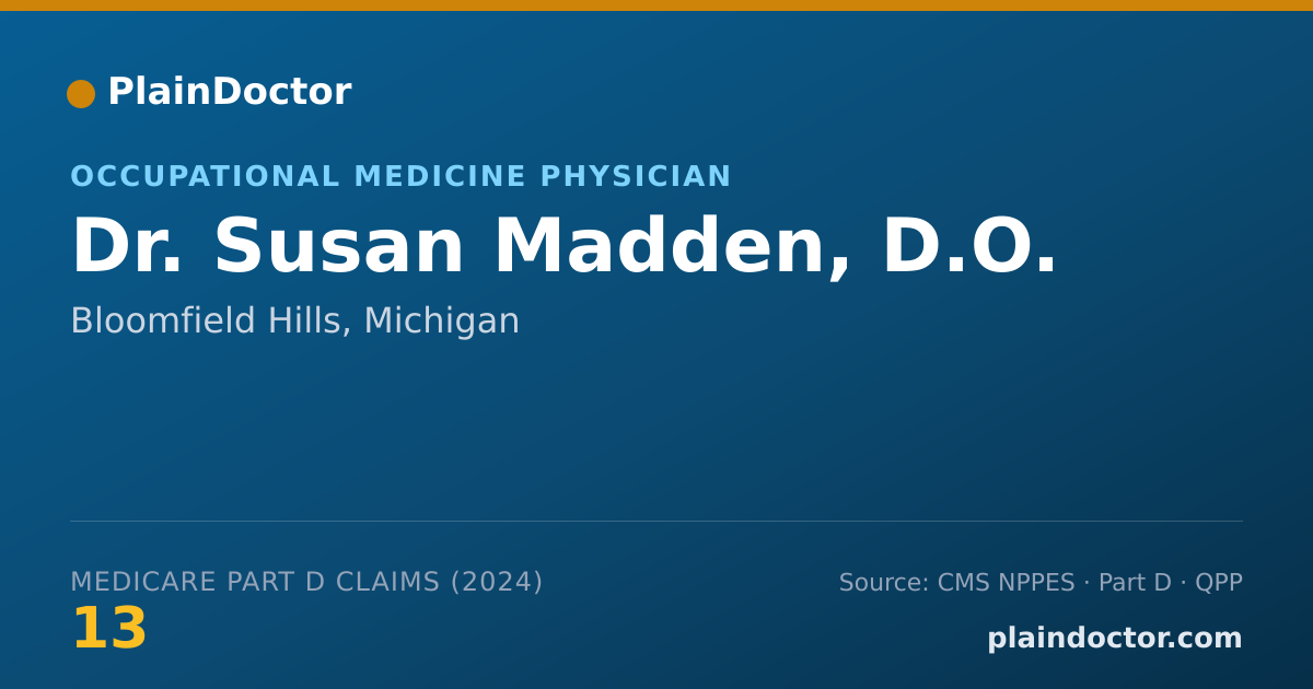 Shareable card for Susan Madden, D.O. - Occupational Medicine Physician, Bloomfield Hills, MI
