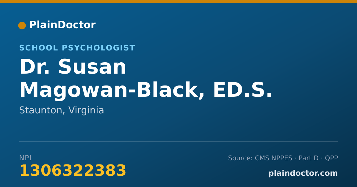 Shareable card for Susan Magowan-Black, ED.S. - School Psychologist, Staunton, VA