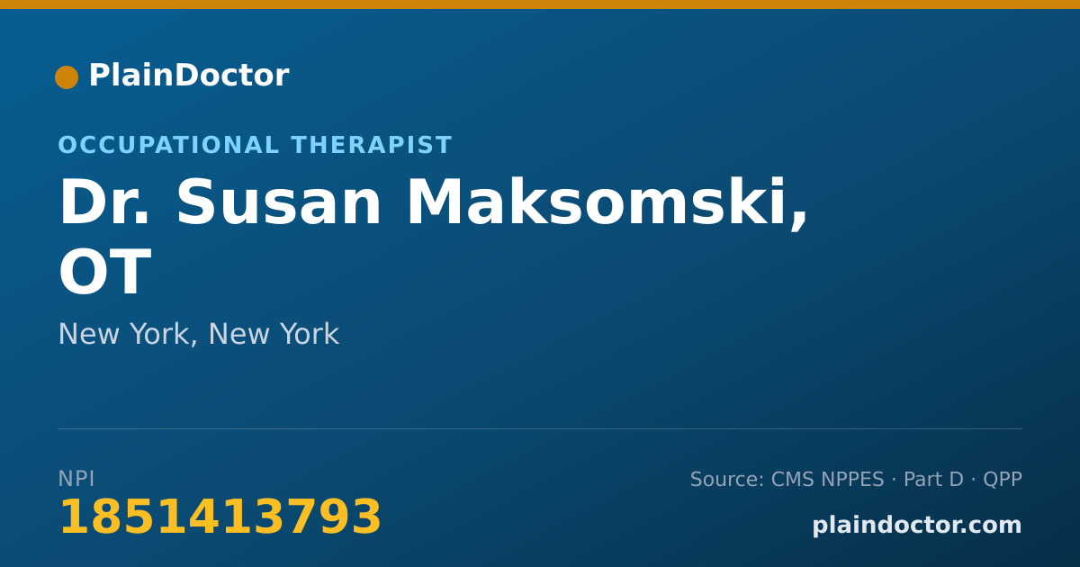 Shareable card for Susan Maksomski, OT - Occupational Therapist, New York, NY