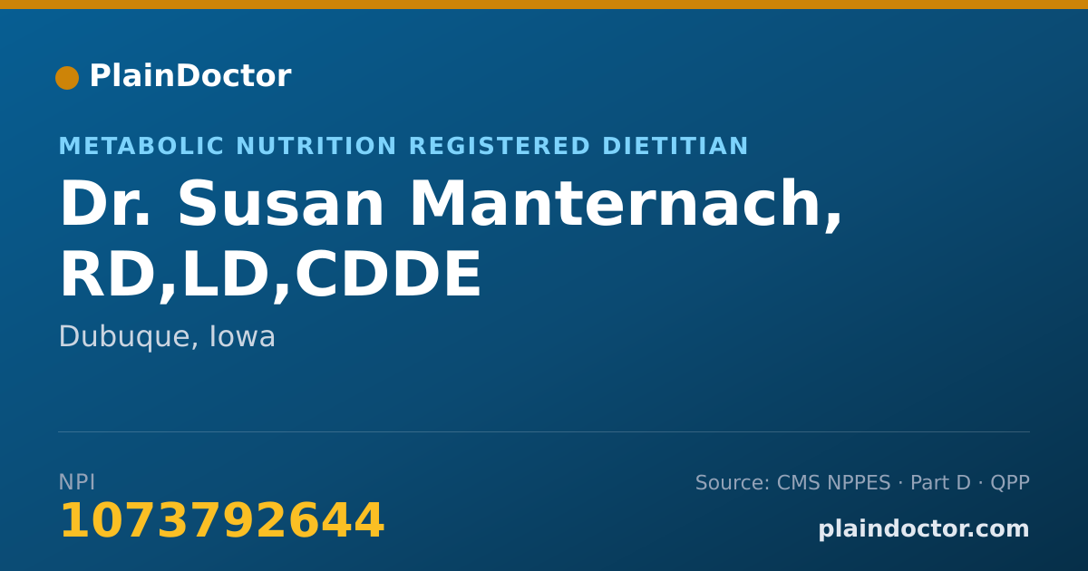 Shareable card for Susan Manternach, RD,LD,CDDE - Metabolic Nutrition Registered Dietitian, Dubuque, IA