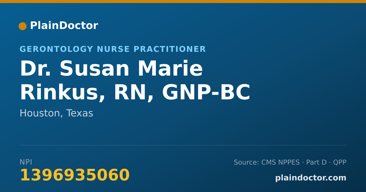 Shareable card for Susan Marie Rinkus, RN, GNP-BC - Gerontology Nurse Practitioner, Houston, TX