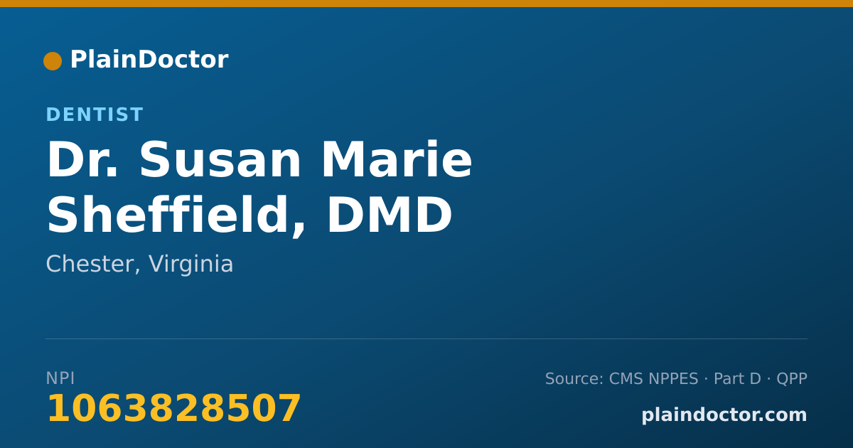 Shareable card for Susan Marie Sheffield, DMD - Dentist, Chester, VA