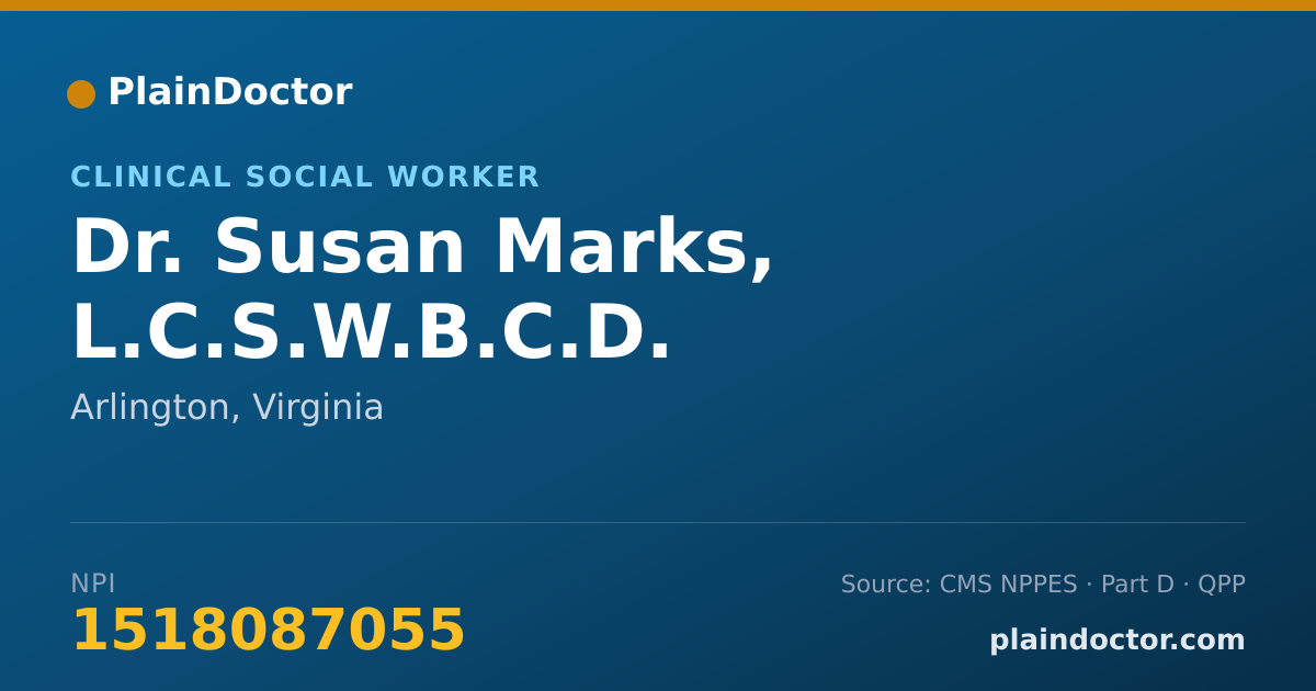 Shareable card for Susan Marks, L.C.S.W.B.C.D. - Clinical Social Worker, Arlington, VA