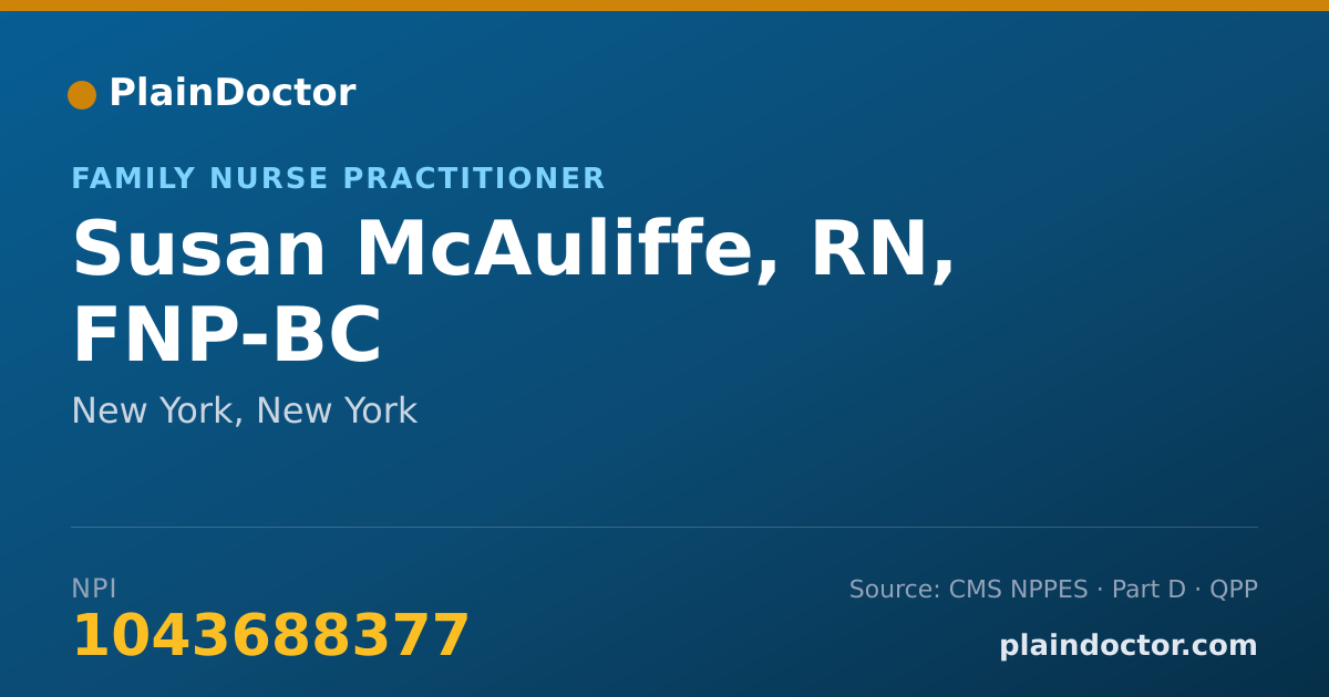 Shareable card for Susan McAuliffe, RN, FNP-BC - Registered Nurse, New York, NY