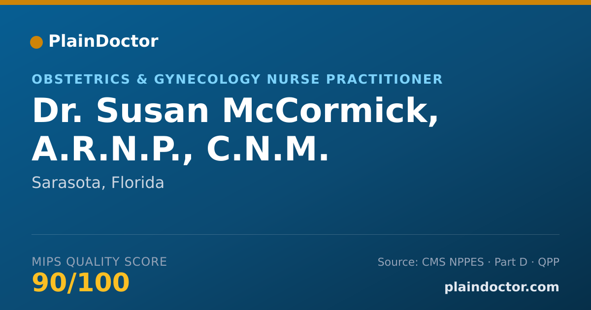 Shareable card for Susan McCormick, A.R.N.P., C.N.M. - Obstetrics & Gynecology Nurse Practitioner, Sarasota, FL