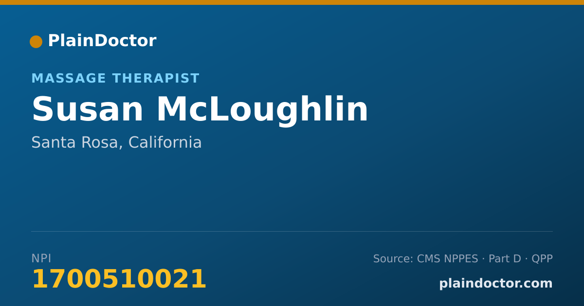 Shareable card for Susan McLoughlin - Massage Therapist, Santa Rosa, CA