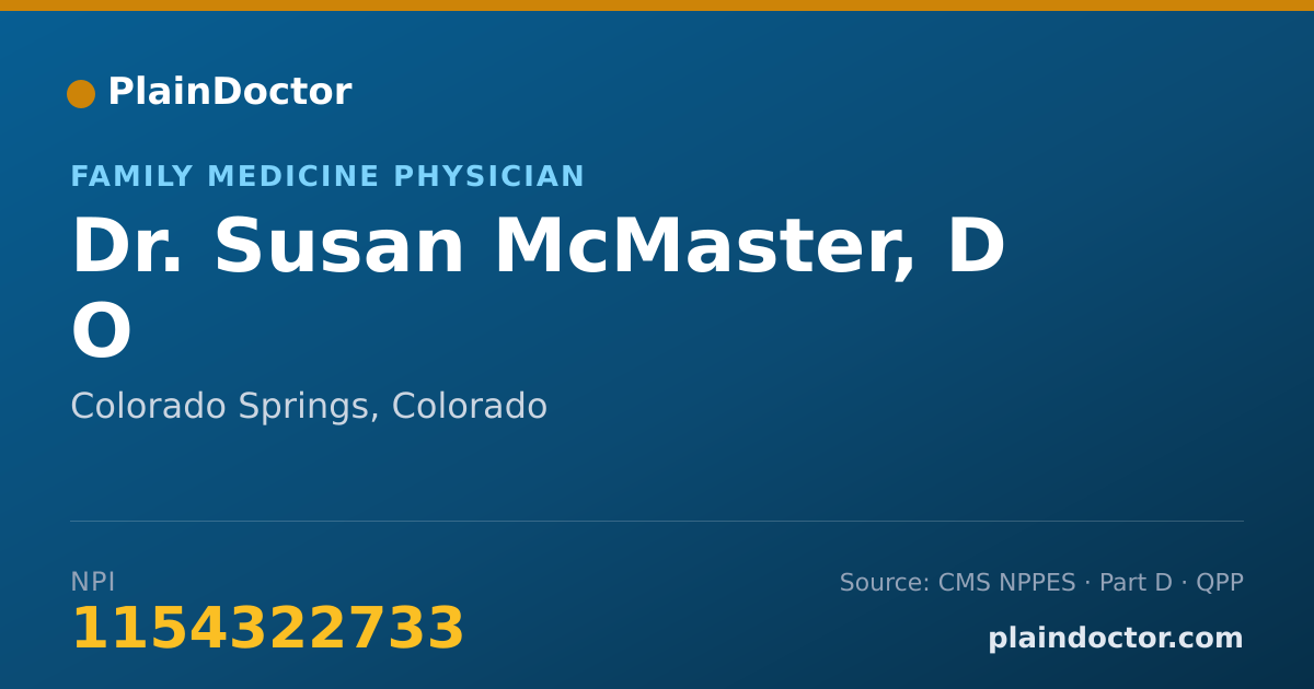 Shareable card for Susan McMaster, D O - Family Medicine Physician, Colorado Springs, CO