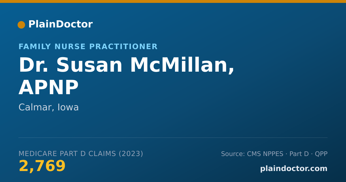 Shareable card for Susan McMillan, APNP - Family Nurse Practitioner, Calmar, IA