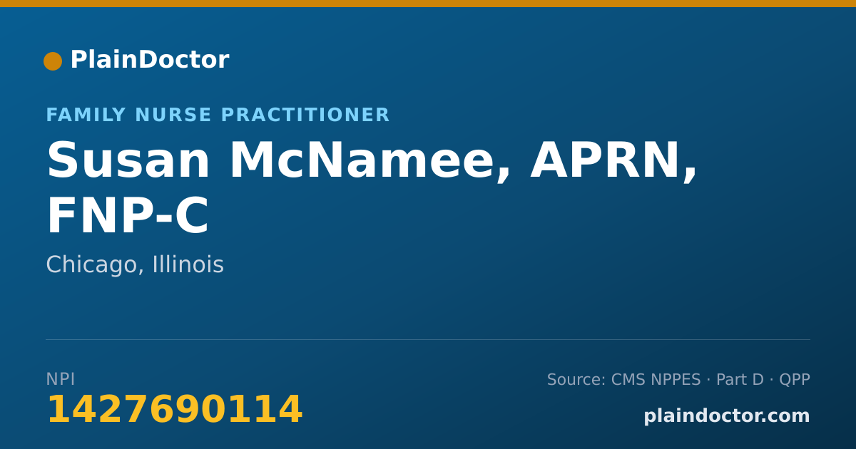 Shareable card for Susan McNamee, APRN, FNP-C - Family Nurse Practitioner, Chicago, IL