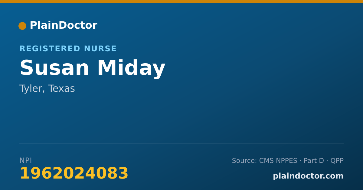 Shareable card for Susan Miday - Registered Nurse, Tyler, TX